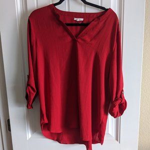 Maurcies Red Tunic Blouse Size XL